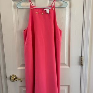 White House Black Market Coral Dress with Gold Details